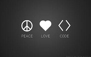 Introducing the Peace, Love, Code HD wallpaper