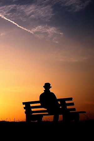 Bench, Sunset, People, Solitude HD phone wallpaper