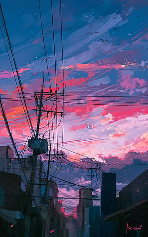 Anime : Aesthetic Lofi Anime, purple lofi HD phone wallpaper