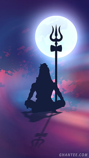 lord shiva silhouette , shiva meditating HD phone wallpaper