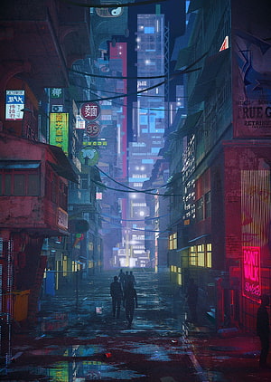 Anime Night Street, night japan city anime HD phone wallpaper