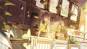 Anime Girl Coffee Shop Live, coffee anime girl HD wallpaper