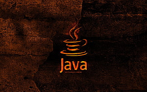 Java logo ardente, linguagem de programação, laranja, logotipo java papel de parede HD