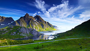 Sky Nature Green Sea River Mountain Landscape ocean, green mountain HD wallpaper