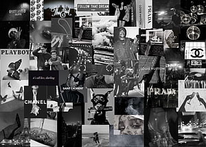 black and white aesthetic laptop, dark aesthetic collage HD wallpaper