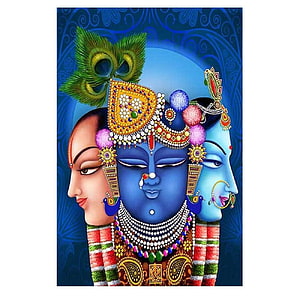 Shrinathji, Canvas, Vinyl, Art Print, Hindu God, Indian, Ethnic, Vintage, Religious, Spiritual, Poster, Wall Art, Painting, Pichwai, Natwara Paintings JDAPR HD phone wallpaper