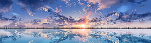 Anime Scenic, Clouds, Sunset, Reflection, Dual Monitor, scenery sunset anime HD wallpaper
