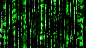 Código binario en movimiento, matriz binaria fondo de pantalla