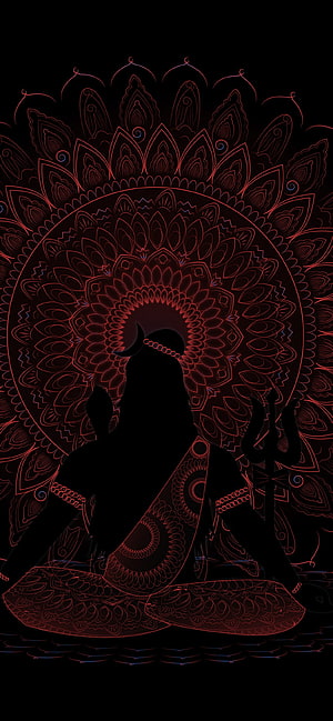 Lord Shiva , AMOLED, Black background, Illustration, Black/Dark, shiva minimalist HD phone wallpaper